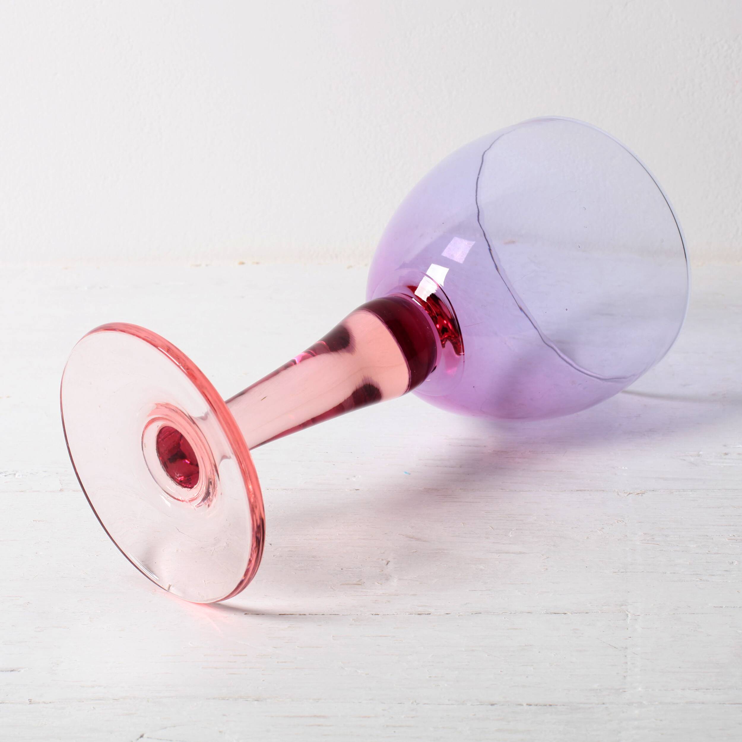 Large Vintage Murano Bicolor Wine Goblet / Murao / Italy / 1980s