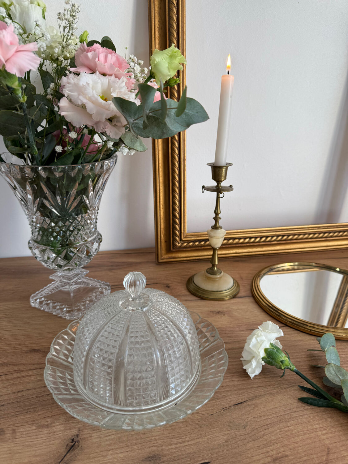 Vintage glass cloche and plate