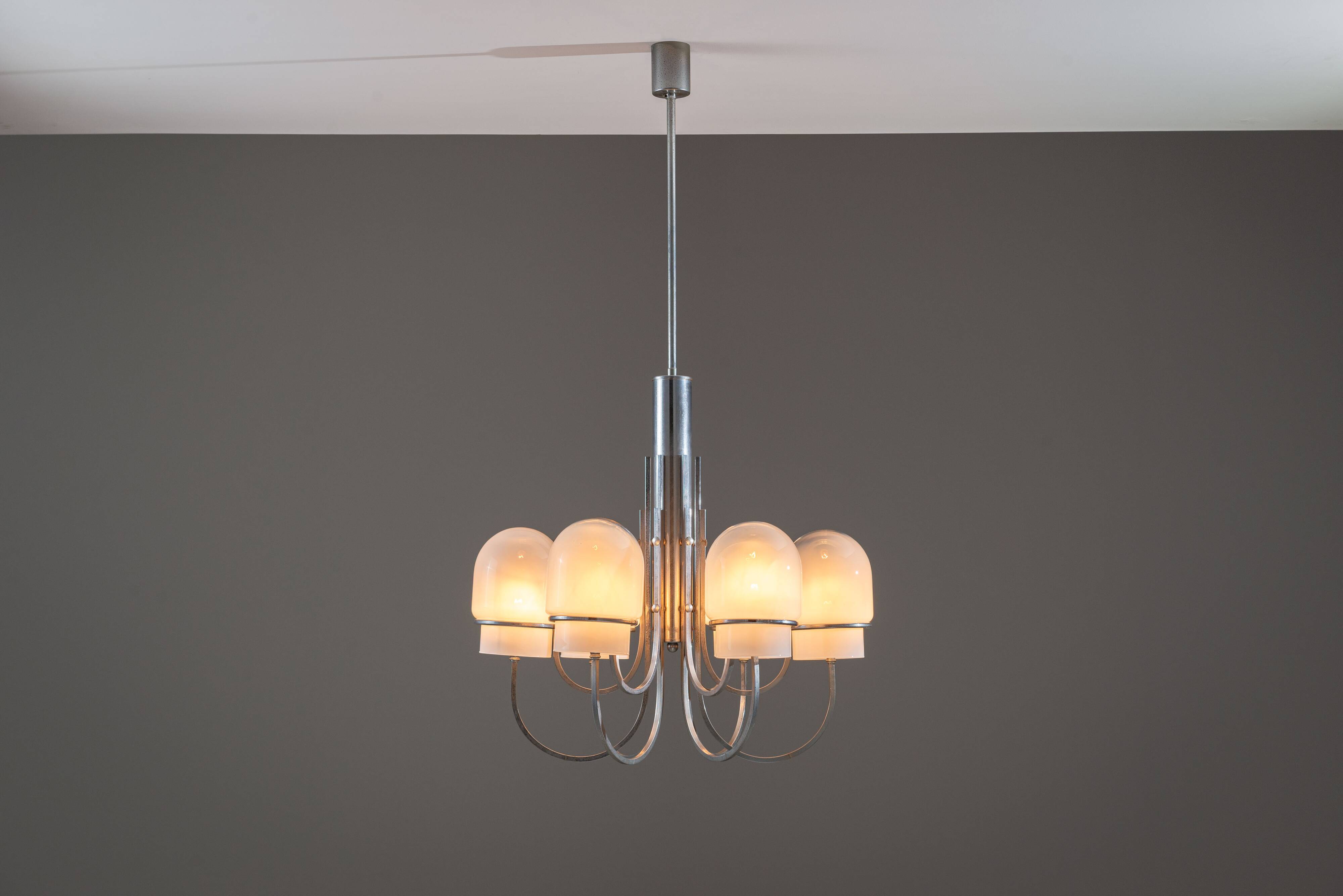 Angelo Gaetano Sciolari chandelier with six misty glass shades