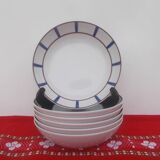 Ensemble de 18 assiettes basque porcelaine bleu et rouge