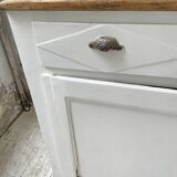 Meuble de métier enfilade patine blanche