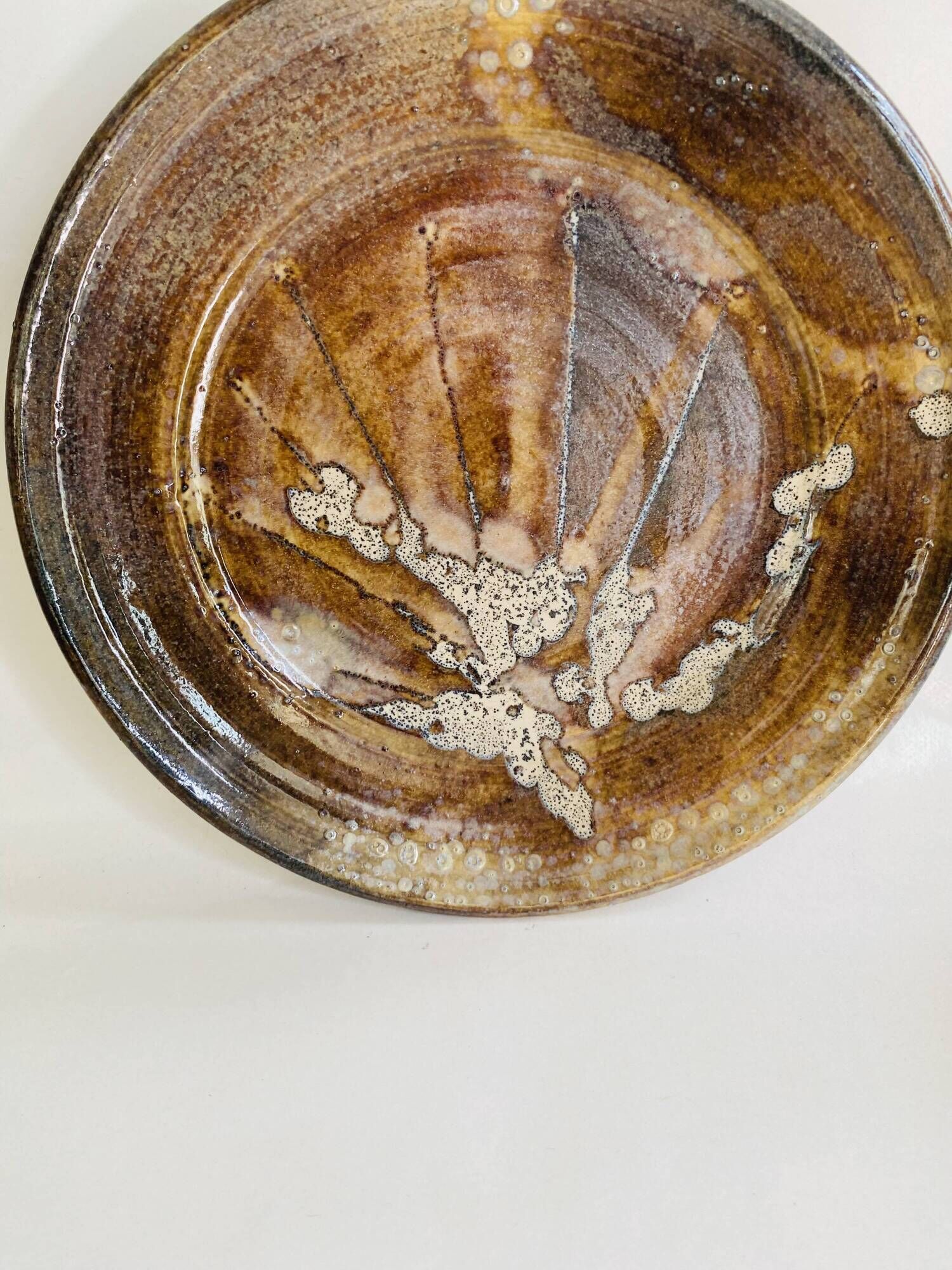 Ceramic plate signed, stoneware 24 cm