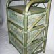 Bedside table with 3 drawers in bamboo and green rattan