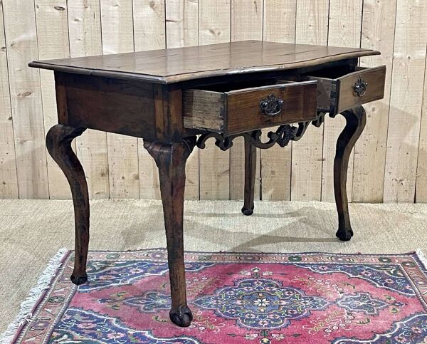 Console rustique anglaise du 18ème siècle en châtaignier et merisier