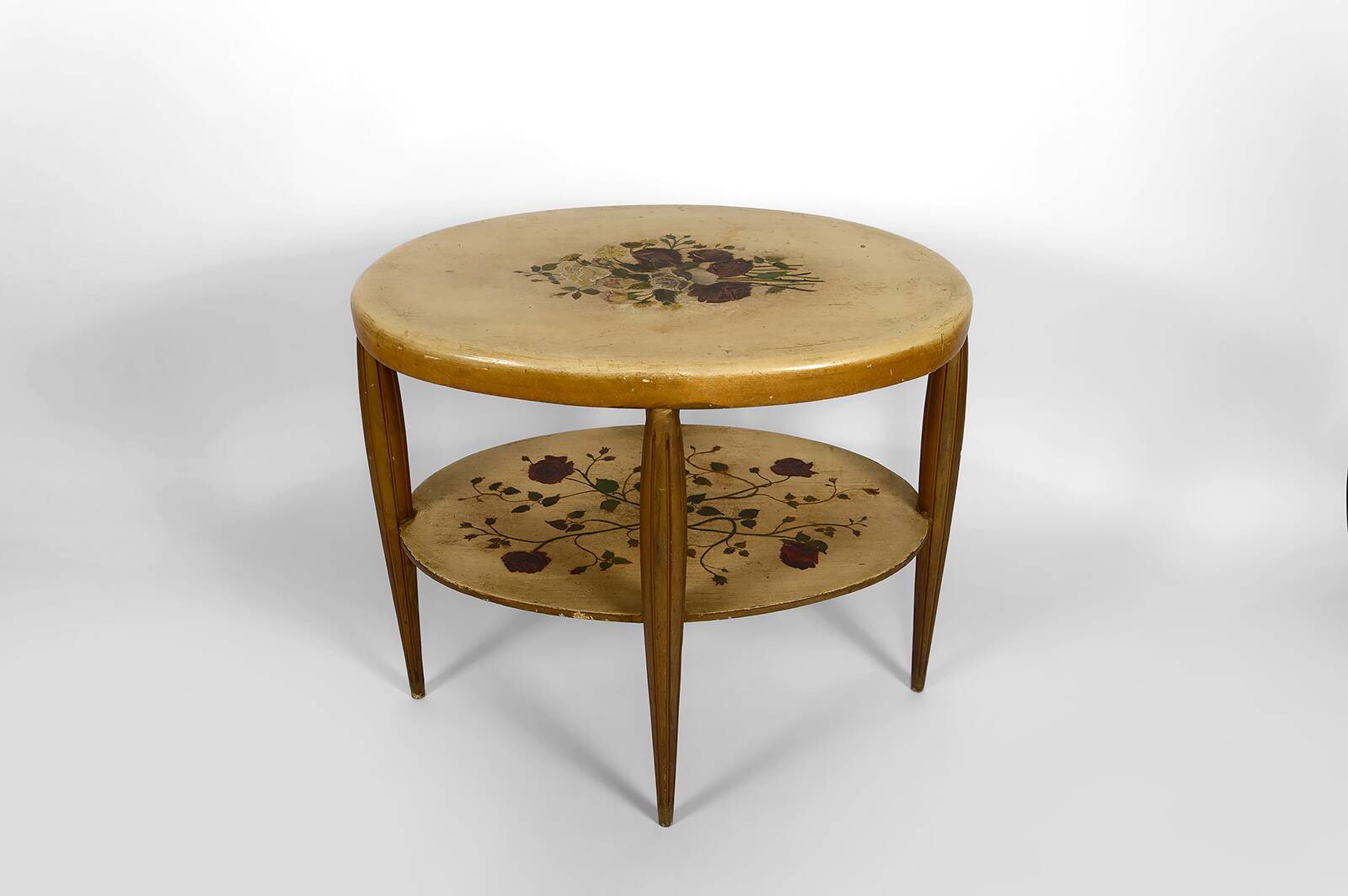 Art Deco gueridon with painted and gilded floral decoration, France – Circa 1920