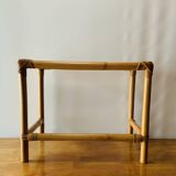 Vintage side table in bamboo and smoked glass - end table