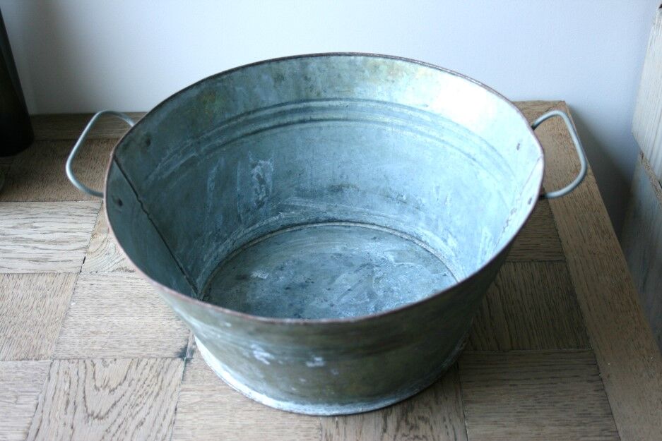 Galvanized metal basin