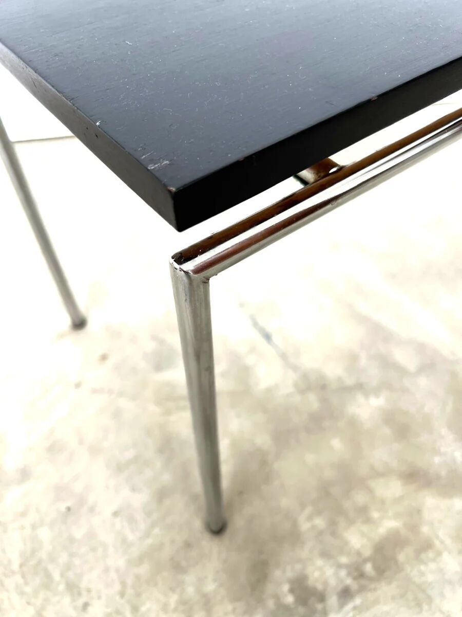 Vintage side table – Chrome and black – Netherlands 1960