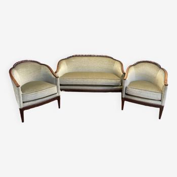 Art Deco period living room Sofa and Pair of armchairs