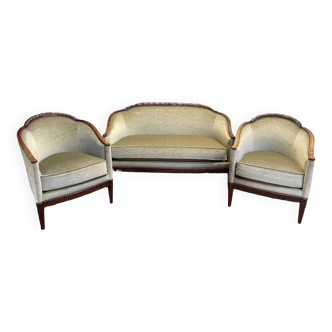 Art Deco period living room Sofa and Pair of armchairs