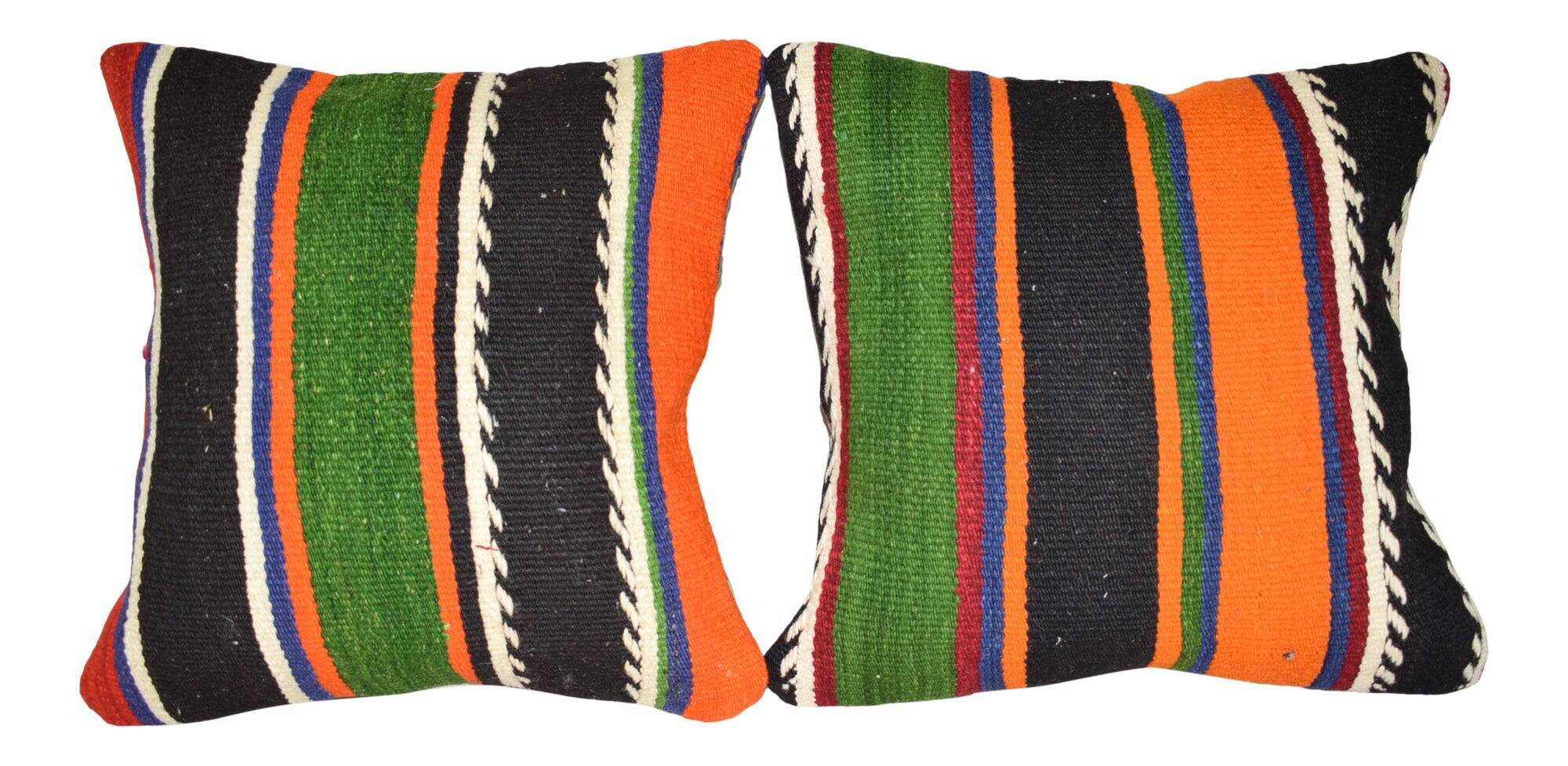 Set of 2 vintage kilim cushion covers 41x41 cm