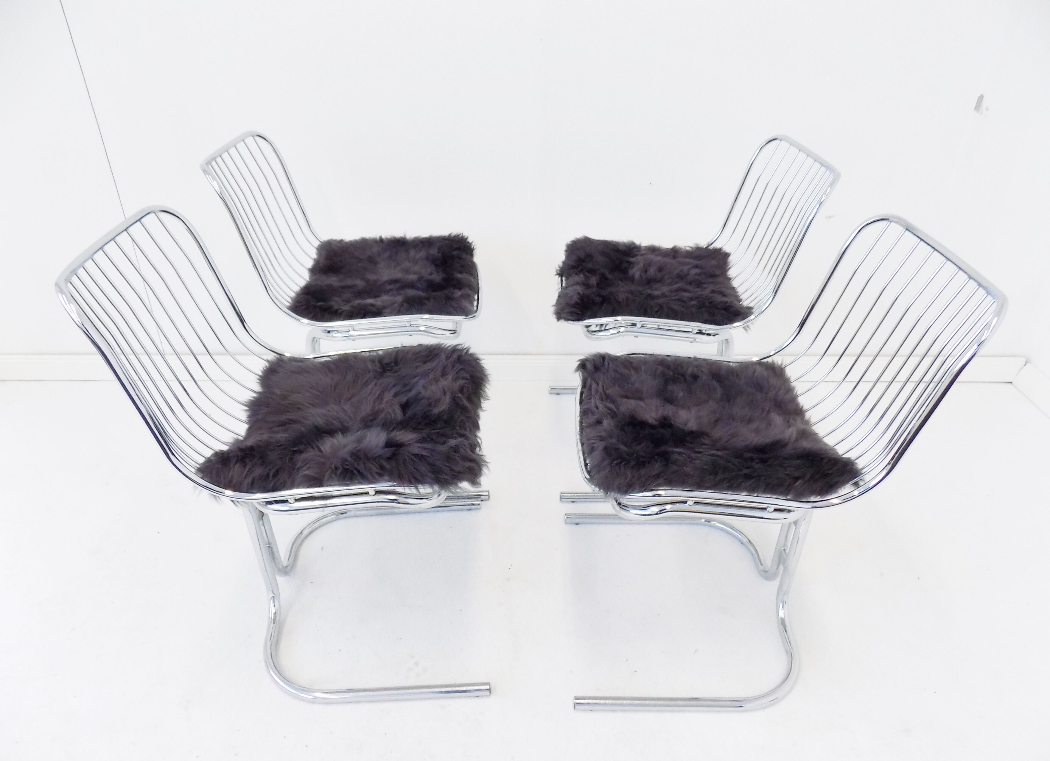 Rima set of 4 Radiofreccia chrome chairs by Gastone Rinaldi