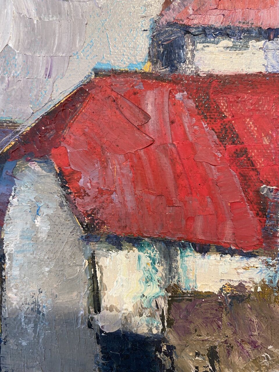 Old painting, urban landscape, 70s