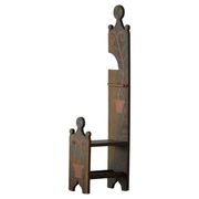 Danish popular art chair with a high back, made of oak, featuring hand-painted decoration, dated 1876.