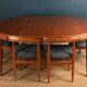 "Roundette" teak dining table & 6 chairs by  Hans Olsen for Frem Rølje 1960