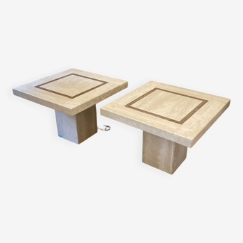 Pair of travertine tables