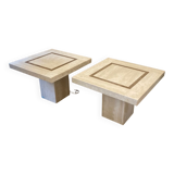 Paire de tables en travertin