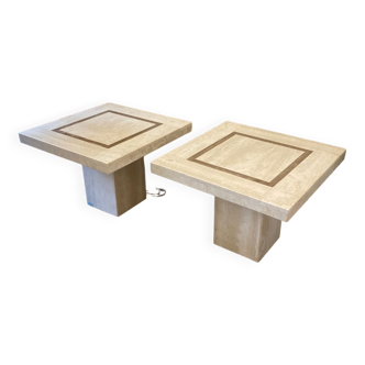 Pair of travertine tables