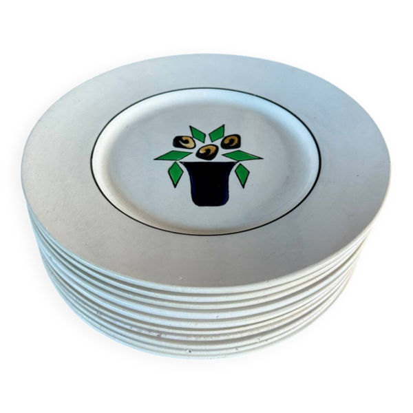 Assiettes plates terre de fer Somain