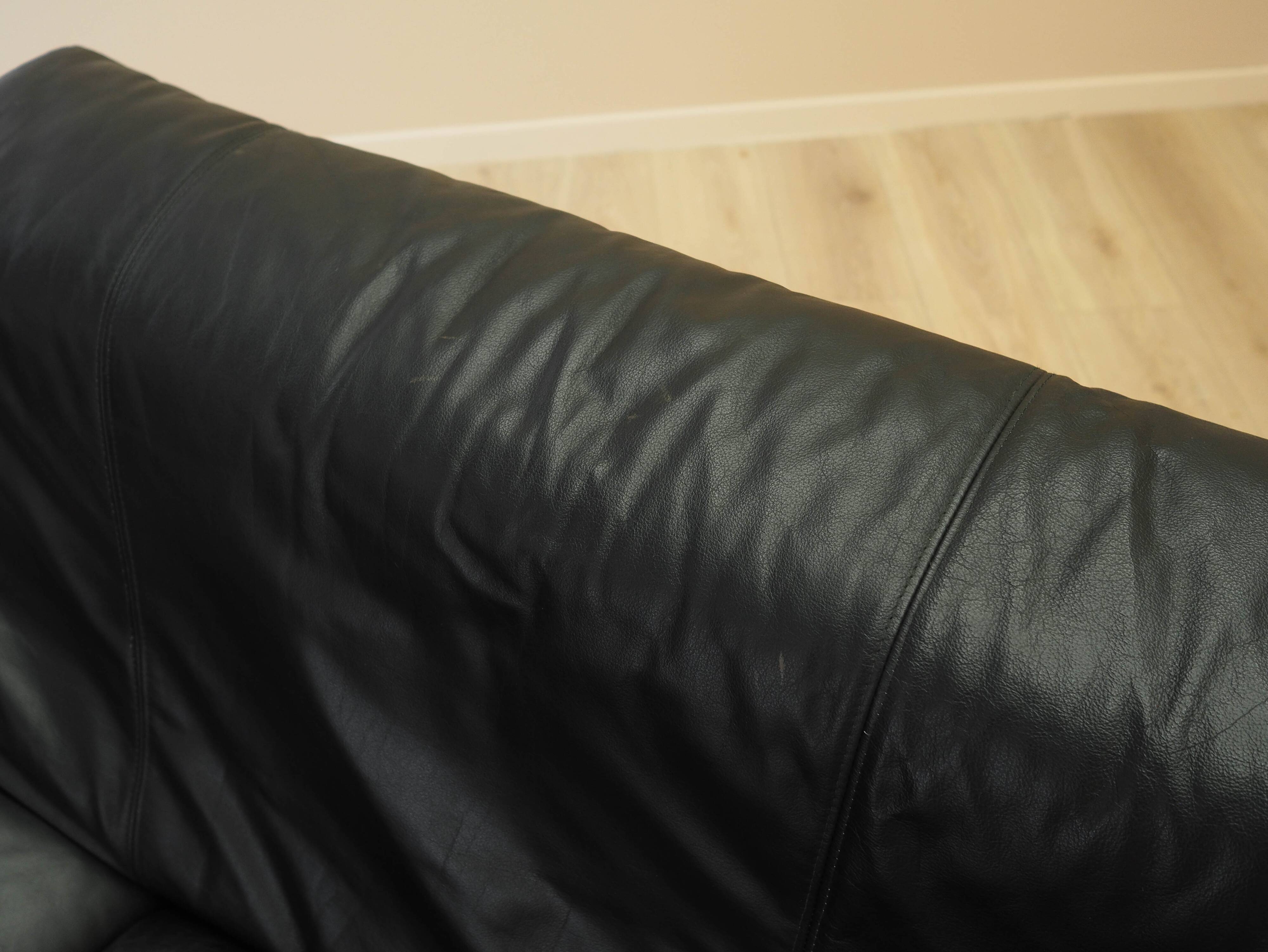 Black leather sofa, Italian design, 1960s, made in Italy