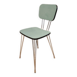 Pair of green Formica chairs with Eiffel legs