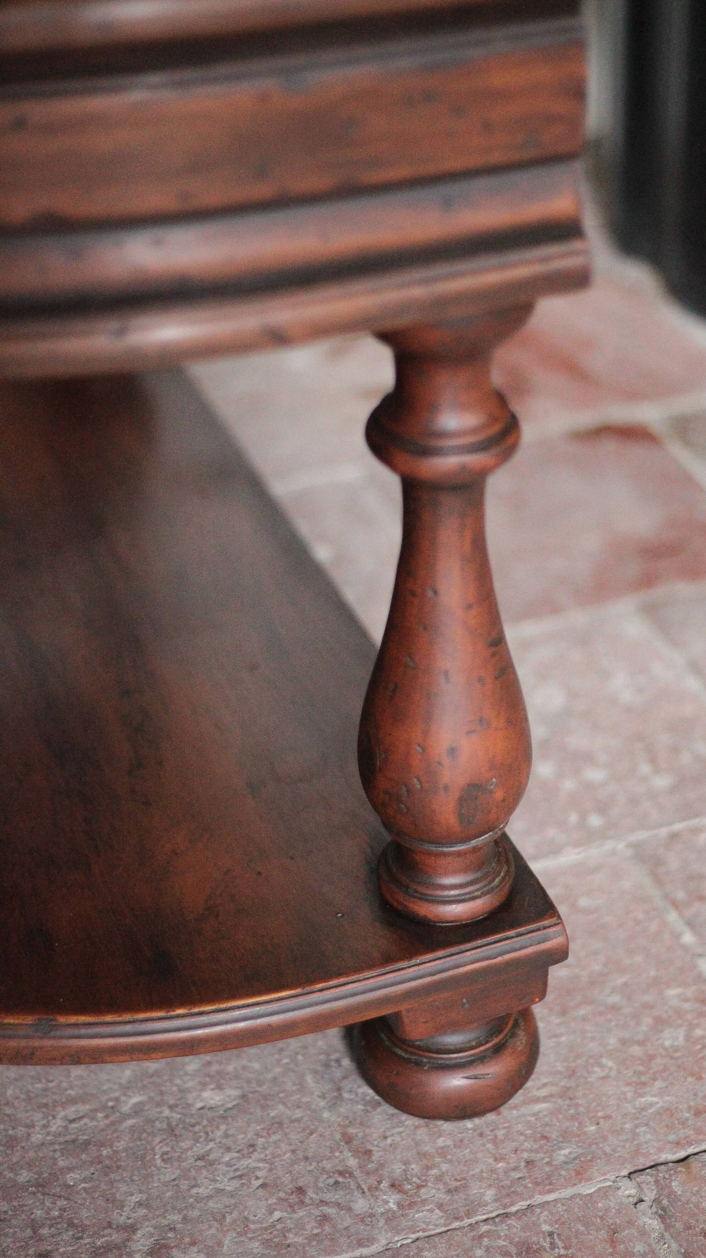 Pair of rounded wooden bedside tables, bedside table, end table.