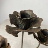Rose shaped metal candle holder