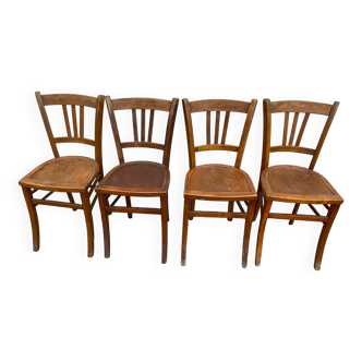 Set of 4 perforated bistro chairs