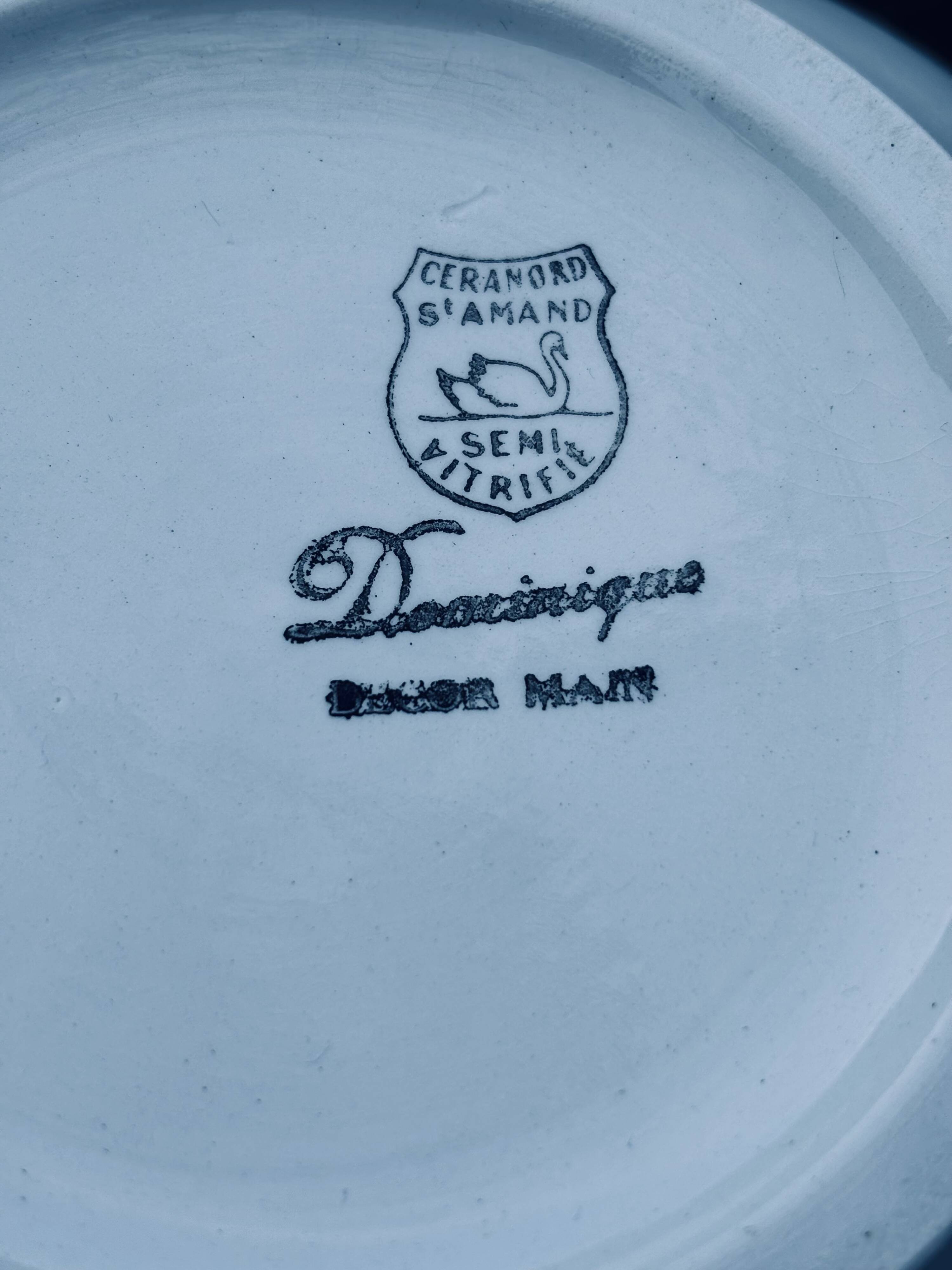 Vegetable dish "Dominique" Céranord Saint-Amand – Hand-decorated – 1950s