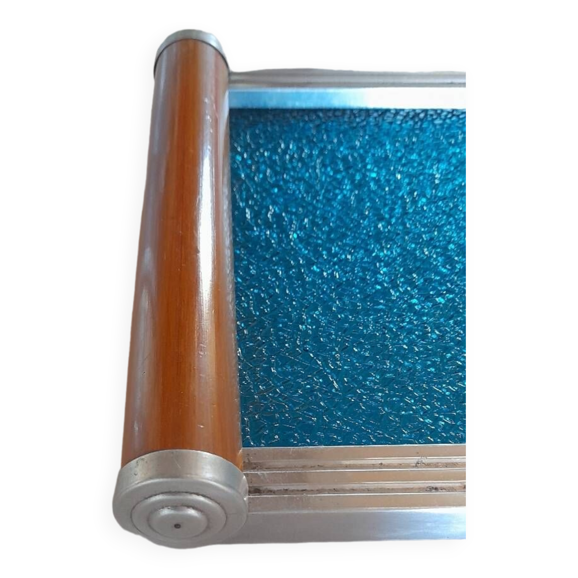 Art deco tray, glass, wood and metal 1930