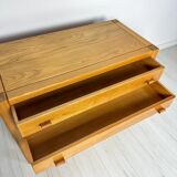 Commode française vintage en orme des années 1960, signée Maison Regain