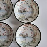 Series of 10 Fine Porcelain Cups and Saucers with Japanese Decor