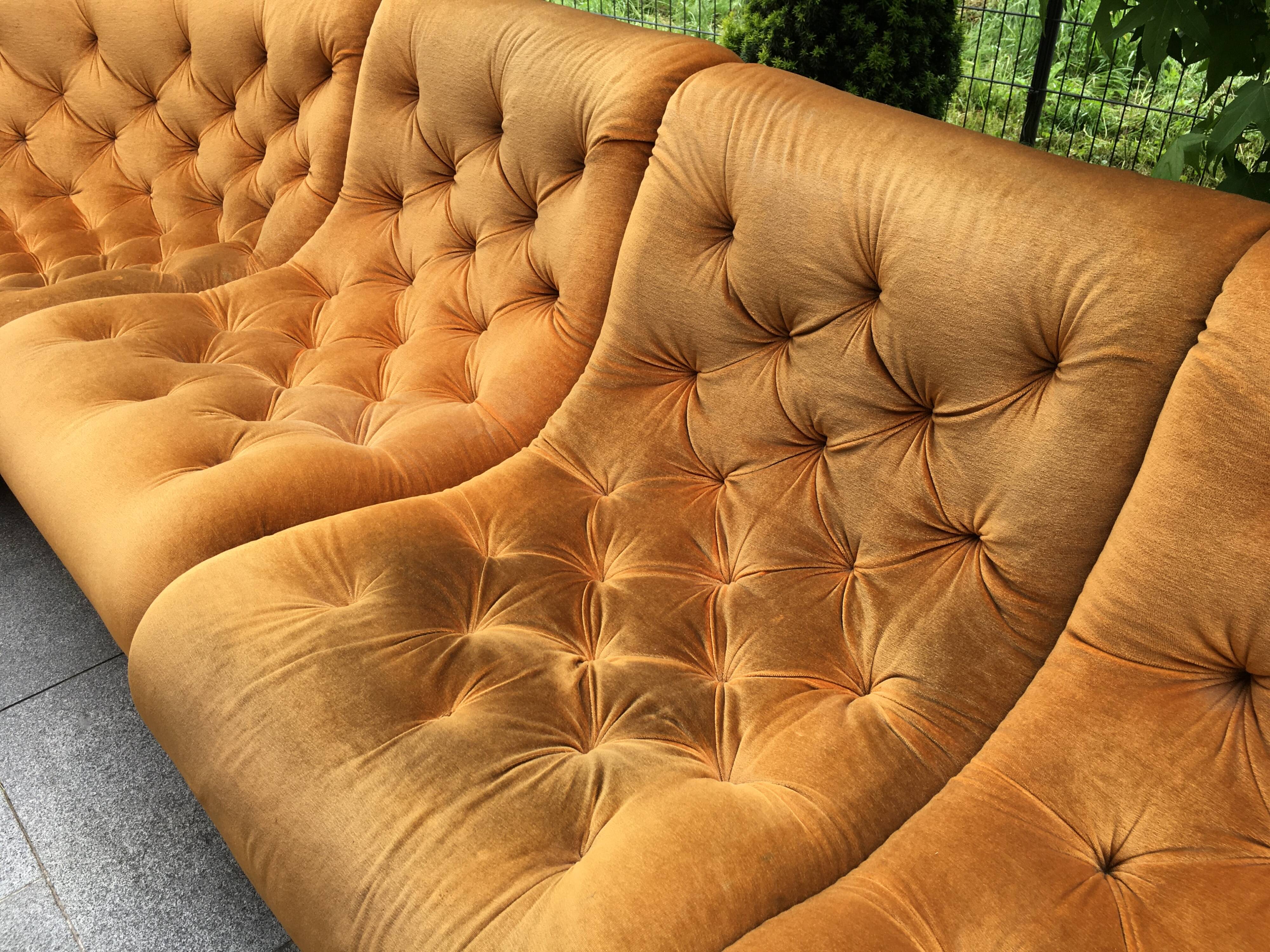 modular velvet sofa from the 70s