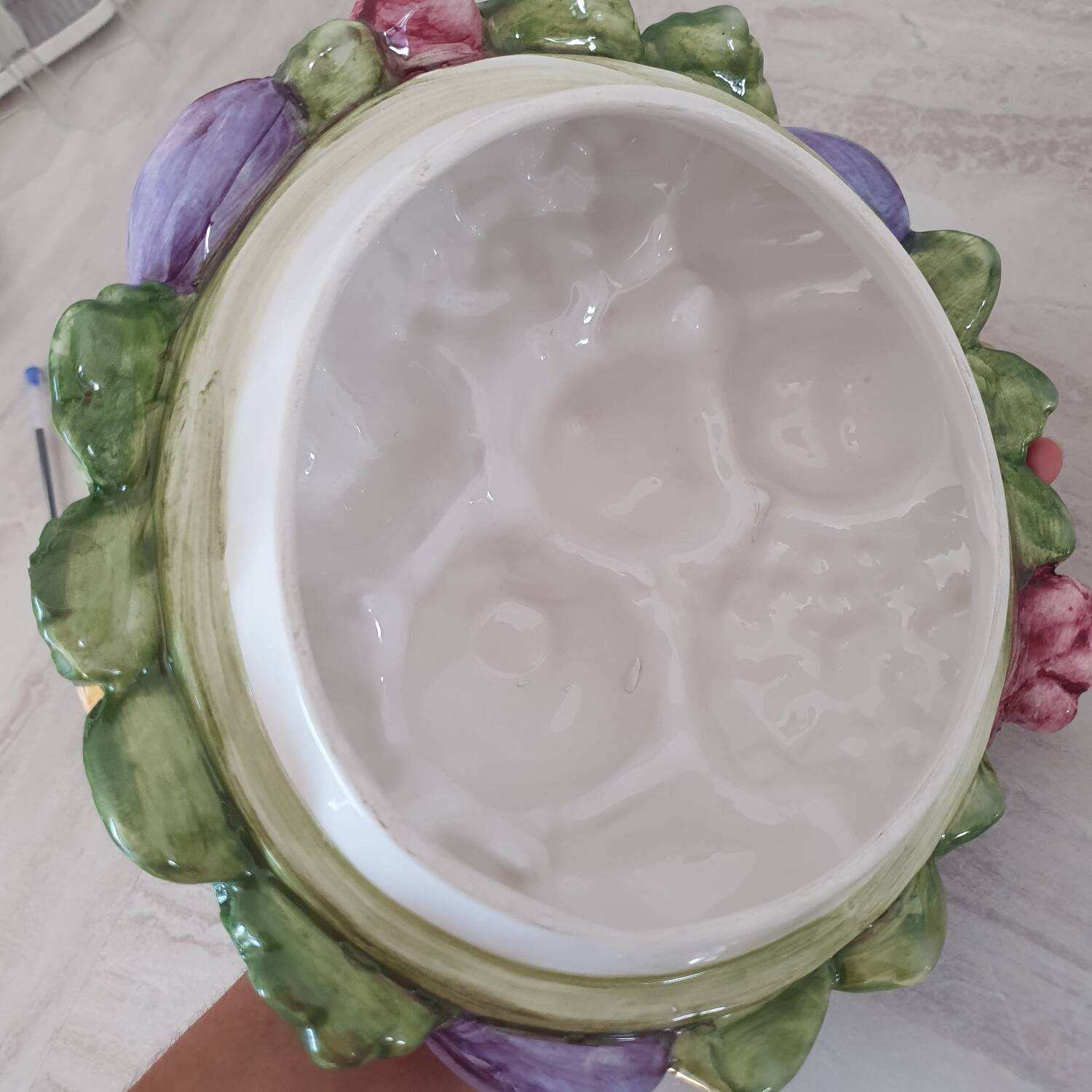 Medici vase and slipware fruit composition