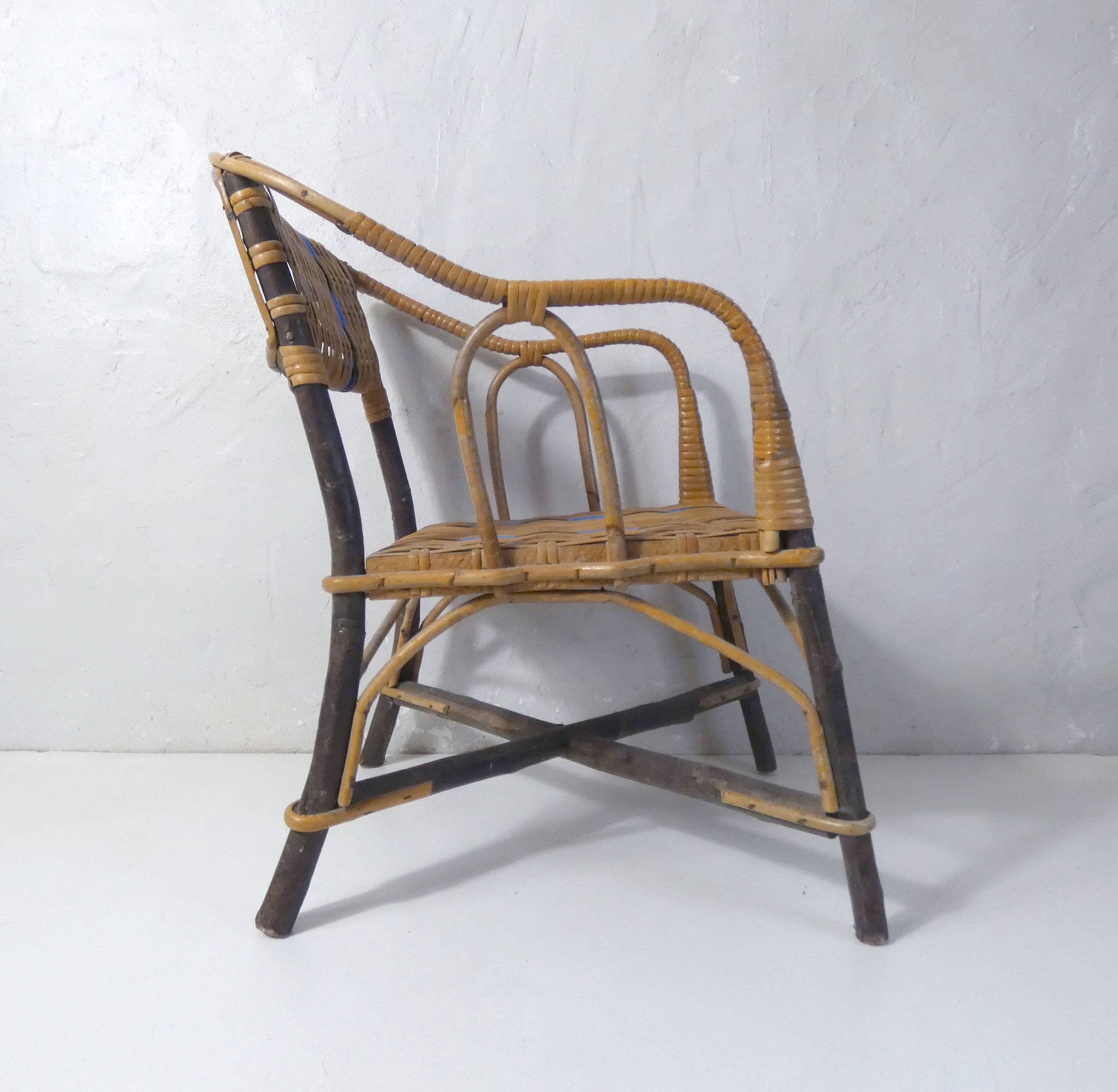 vintage rattan armchair for children
