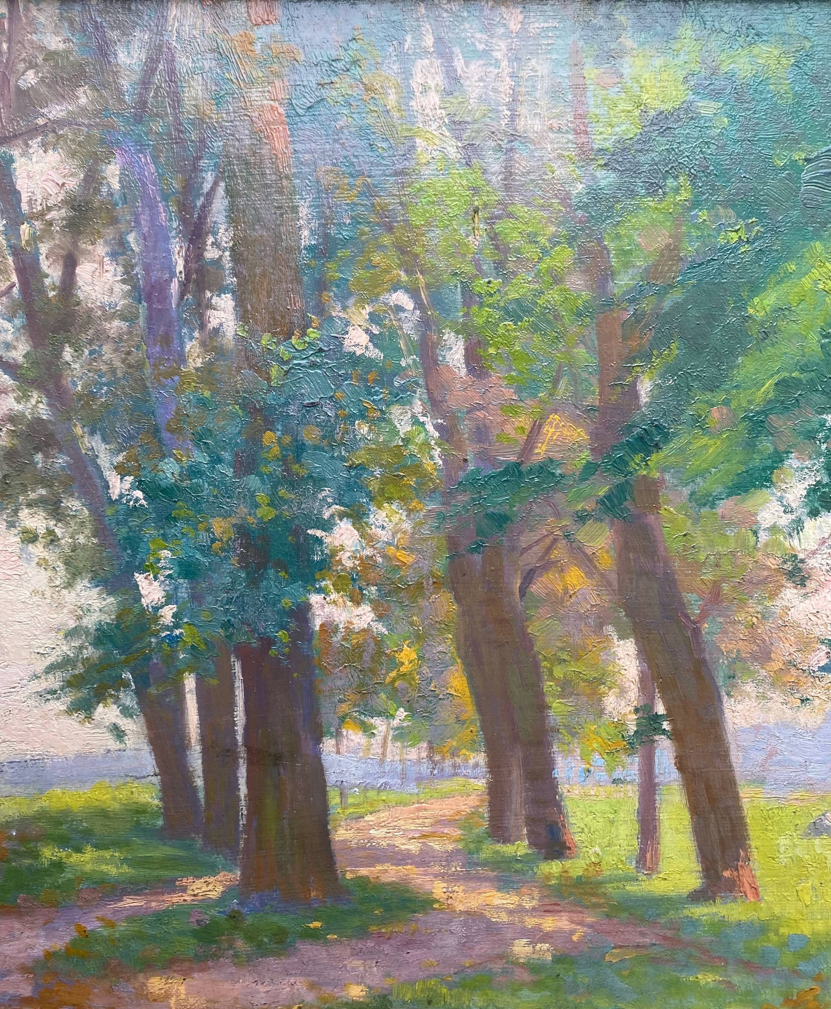 Painting: "Landscape with sunny trees" HSC signed around 1900