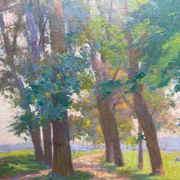 Painting: "Landscape with sunny trees" HSC signed around 1900