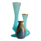 3 ocean blue stoneware opaline glass vintage vases