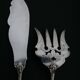 Fish Serving Cutlery: Fork + Knife/Shovel. Silver-plated metal.