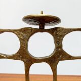 Brutalist metal candlestick from the mid-century by Heinz Goll