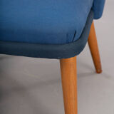 Danish Midcentury Reupholstered Blue Cocktail Chair, 1960s