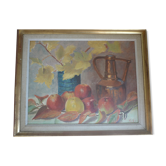 Tableau peinture nature morte signee R.S