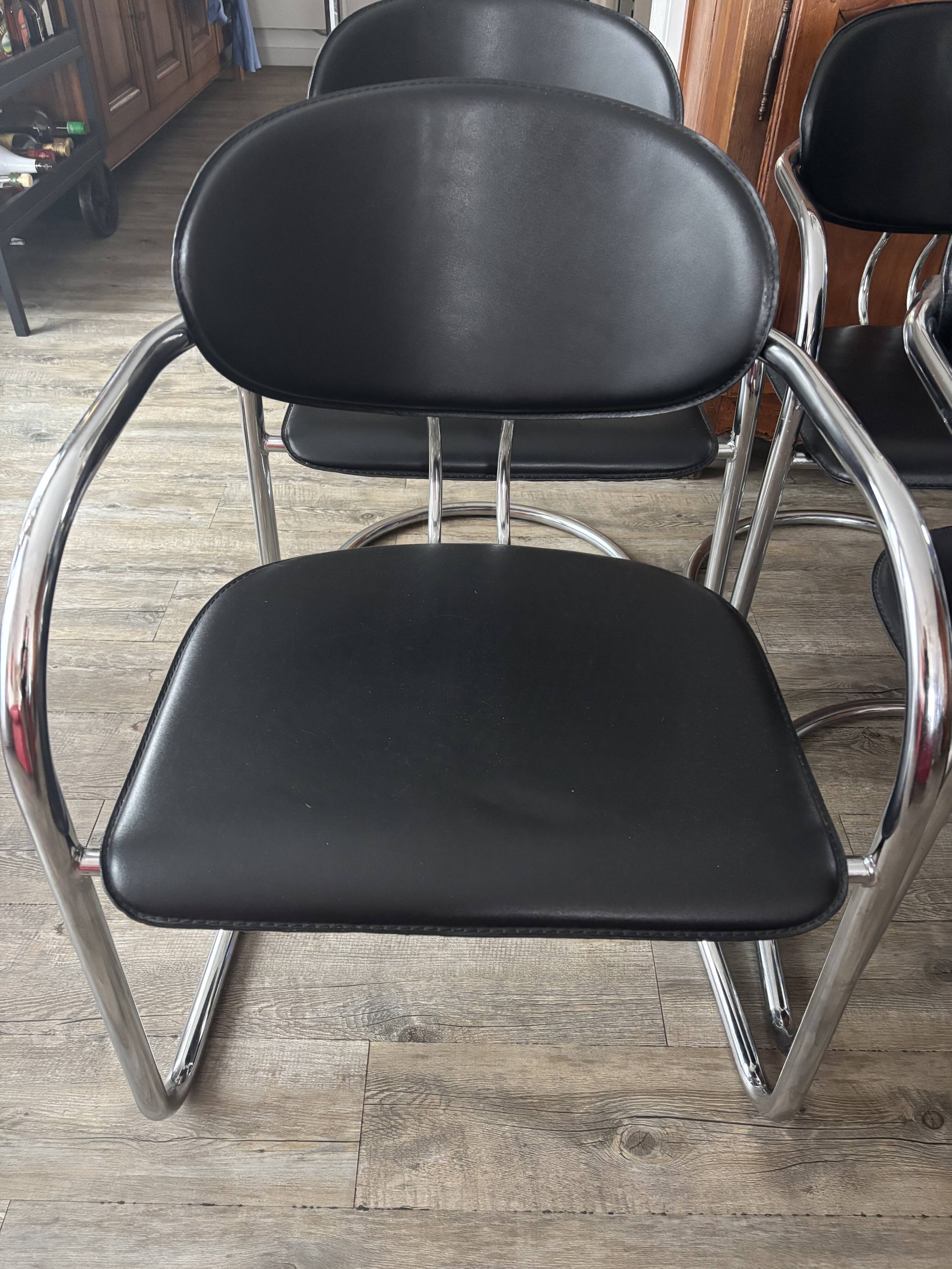 Chaises style Bauhaus chromées par Effezeta