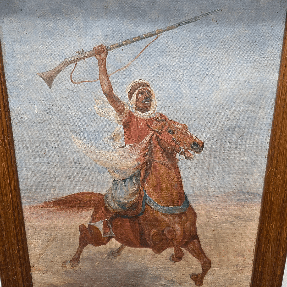 John Lewis Shonborn Peinture avec cavalier arabe, vers 1900