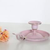 Pink cellar rat candleholder, enamelled metal, vintage