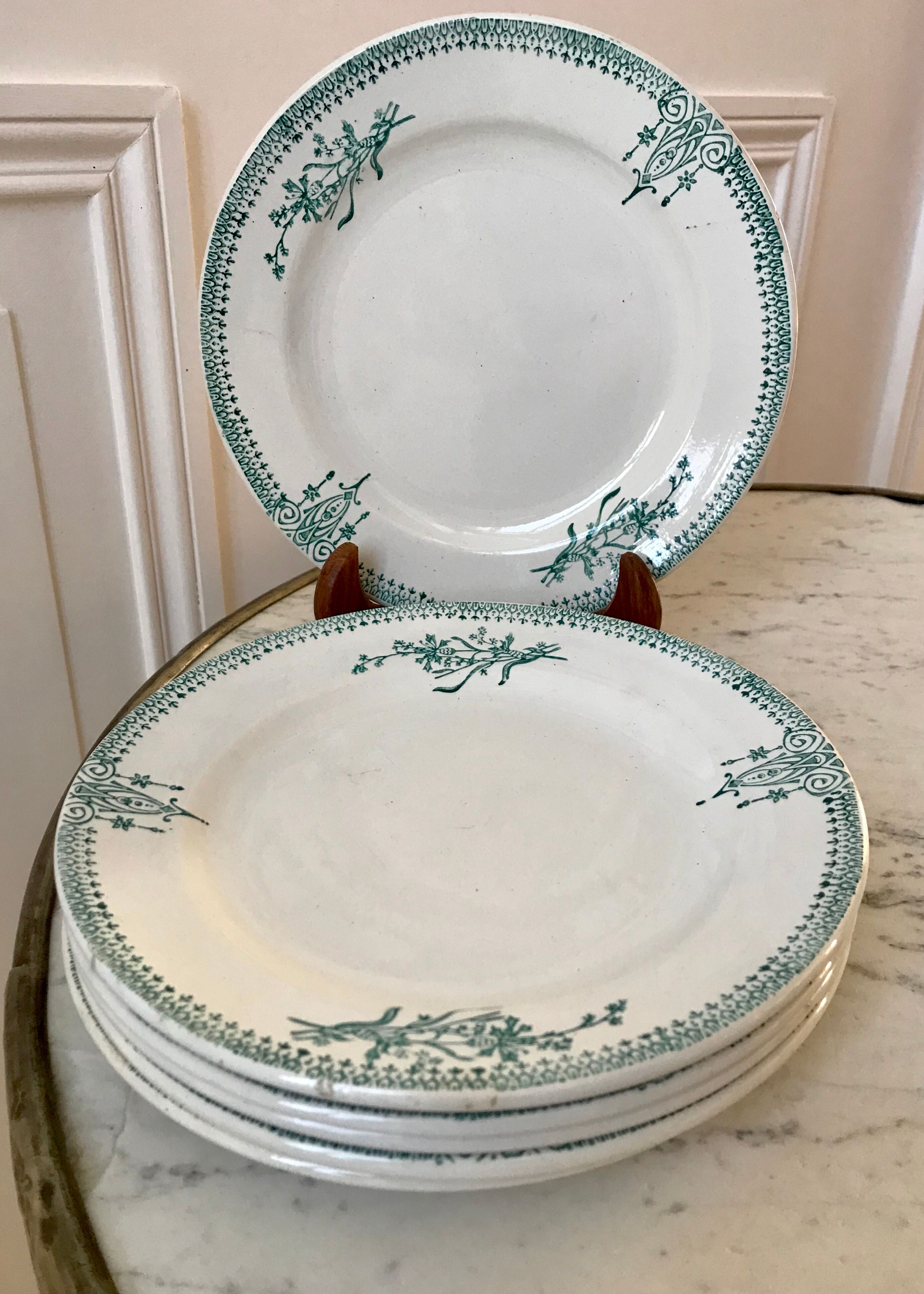 6 Terre de Fer Saint-Amand dessert plates late nineteenth
