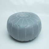 Moroccan leather pouf, moroccan ottoman pouf, gray moroccan pouf, vintage