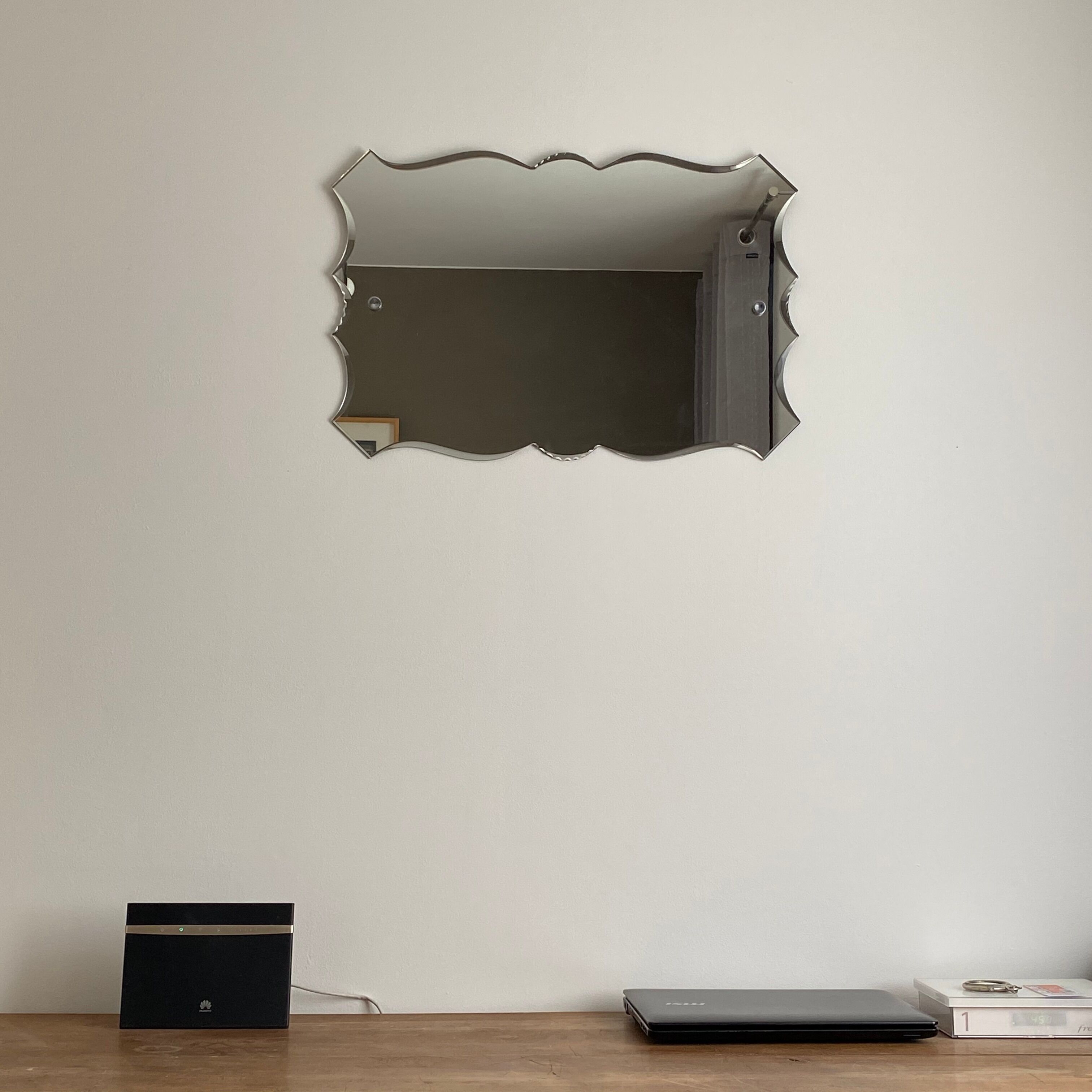 Miroir de barbier art déco 1930 glace biseauté 72x48cm
