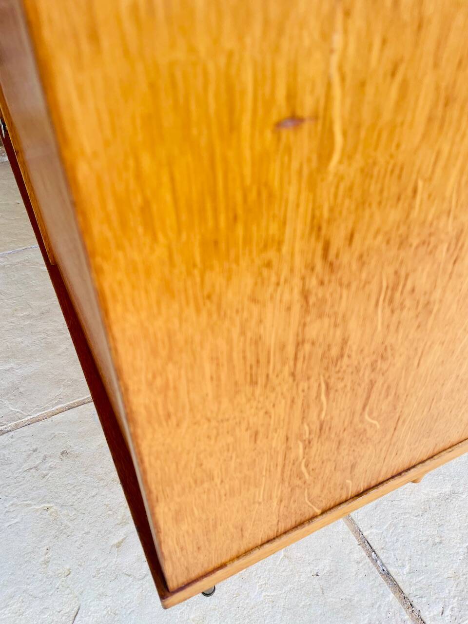 Large vintage chest of drawers with 4 drawers and oak storage, circa 1960s.
