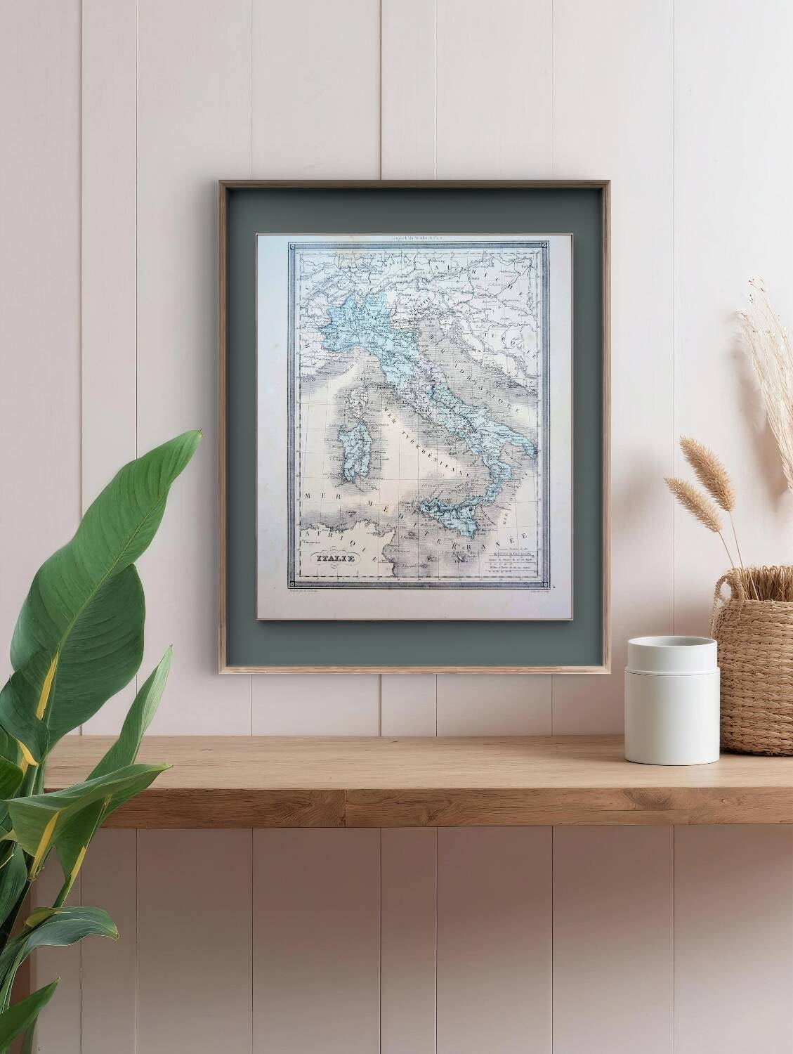 Italy, old map, printed in 1852.